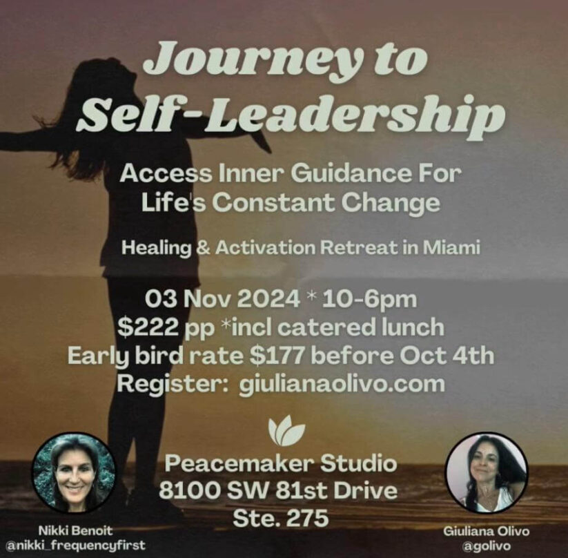 A serene image representing self-leadership journey through personal growth and mindfulness, taken at The Peacemaker Studio, a wellness and leadership retreat. Ideal for yoga, meditation, and self-awareness practices in Miami